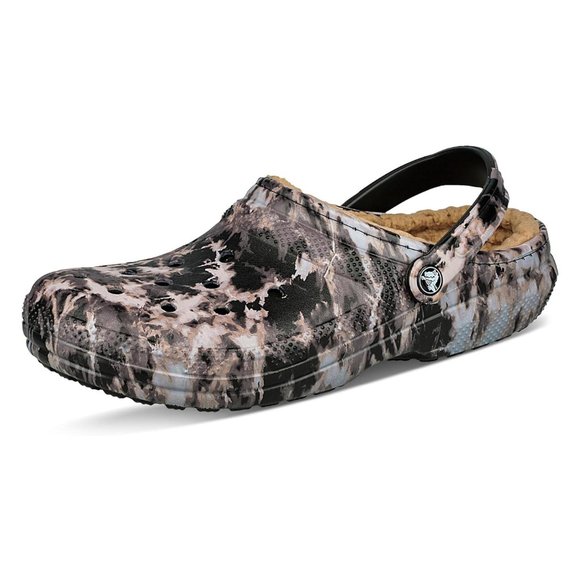 CROCS Shoes - Crocs Clog Womens Size 6 Classic Lined Black Bleached Tie Dye Slip On Shoe NEW